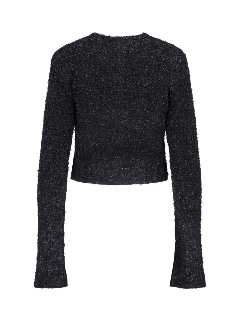 Balenciaga Crop Button Cardigan – Black