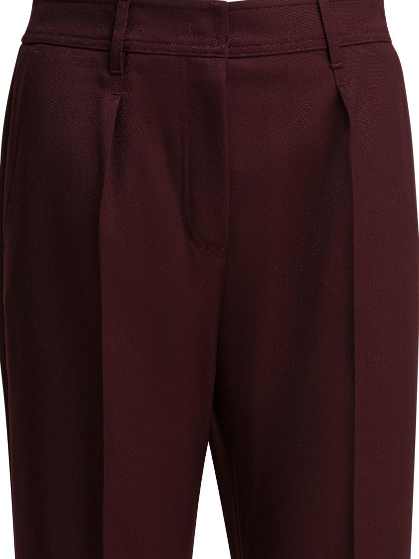 Max Mara Tailored Straight-Leg Trousers In Rich Burgundy Wool