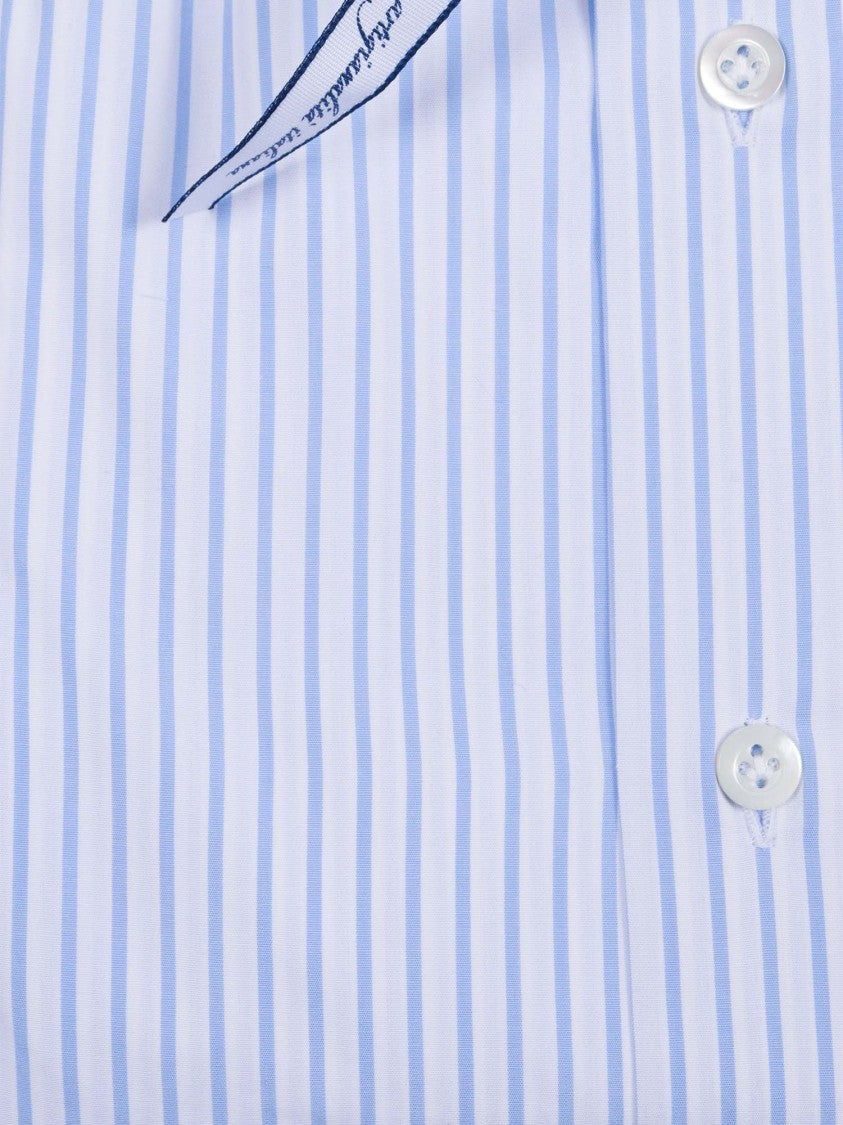 Mazzarelli Camicie Light Blue Striped Fit Shirt