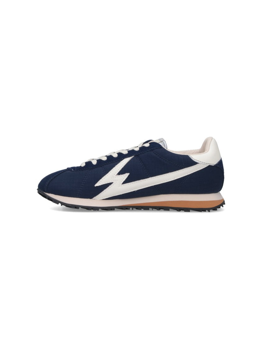 Master Of Arts Navy Blue Sneakers With White Lightning Bolt Accents