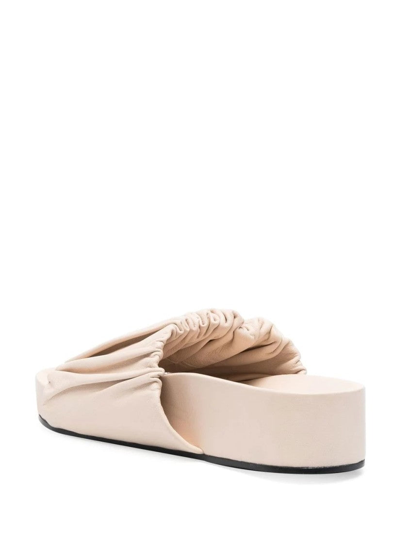 Jil Sander Gathered Texture Open Sandals With Platform Sole