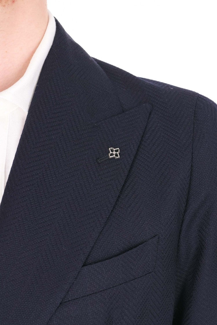 Tagliatore Montecarlo Herringbone Virgin Wool Double-Breasted Blazer