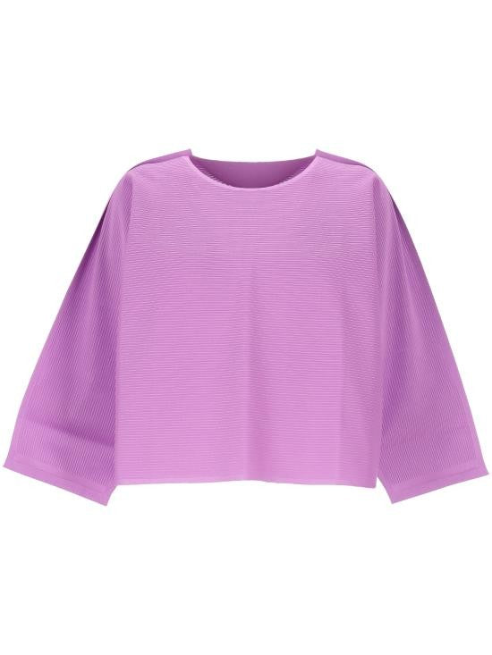Pleats Please Textured Pleated Boxy Cropped Top