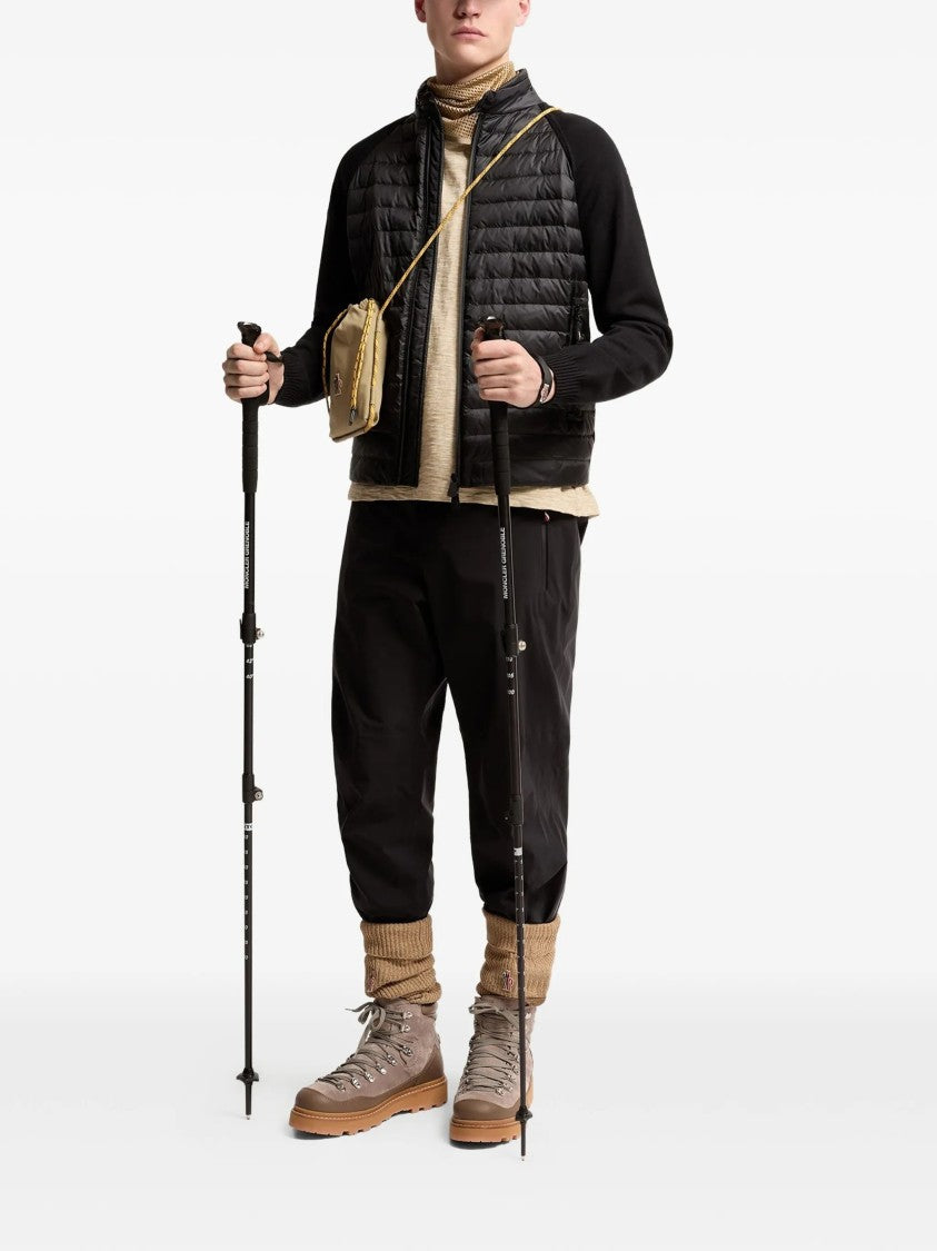 Moncler Grenoble Hybrid Padded Cardigan With Knitted Sleeves And High Collar