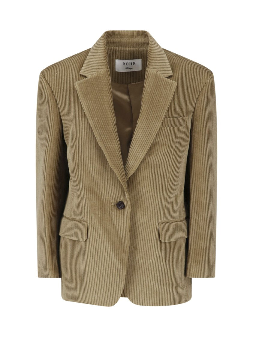 Róhe Beige Peak Lapel Single-Button Corduroy Blazer