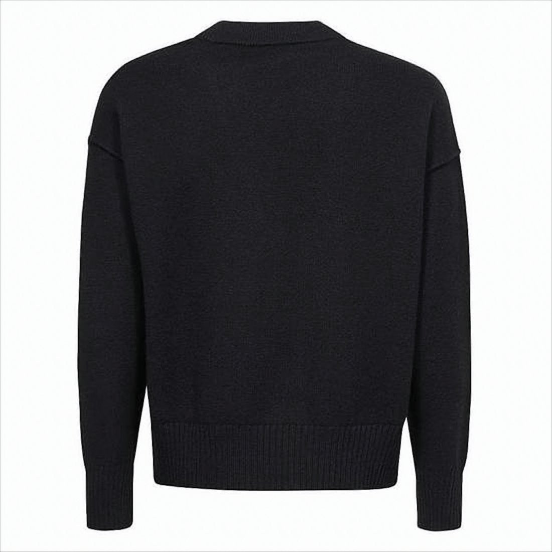 Ami Wool Cardigan With Deep V-Neckline And Heart Motif