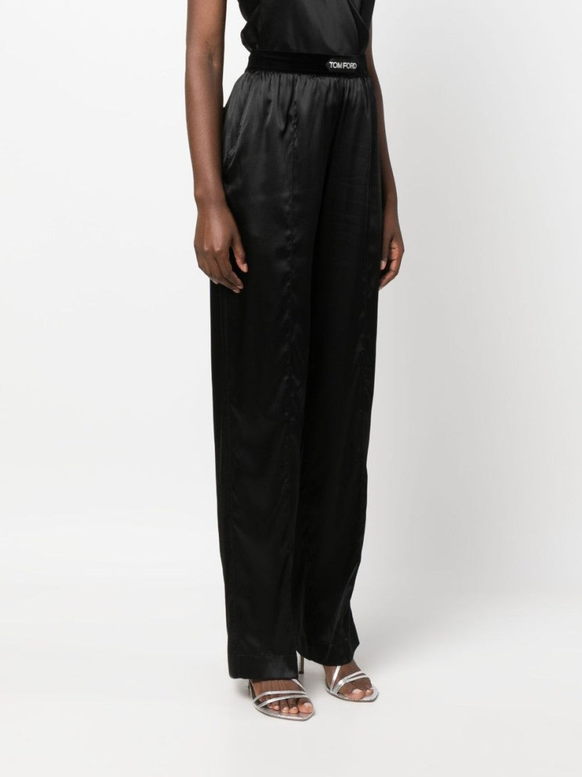 Tom Ford High-Waisted Stretch-Silk Satin Trousers