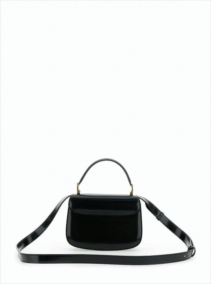 Ami Paris Structured Black Calf Leather Tote Bag