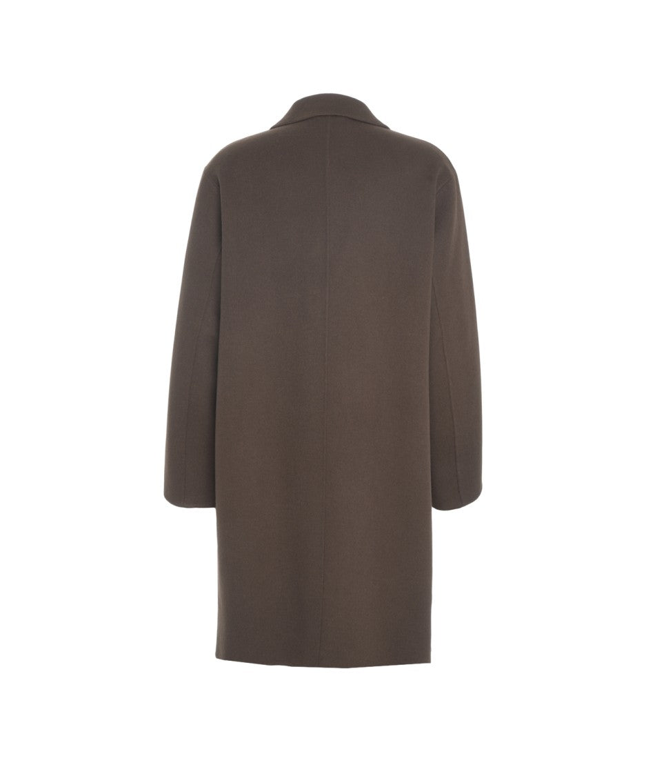Amaranto Amaranth Cashmere Blend Long Coat With Shawl Collar And Hidden Pockets