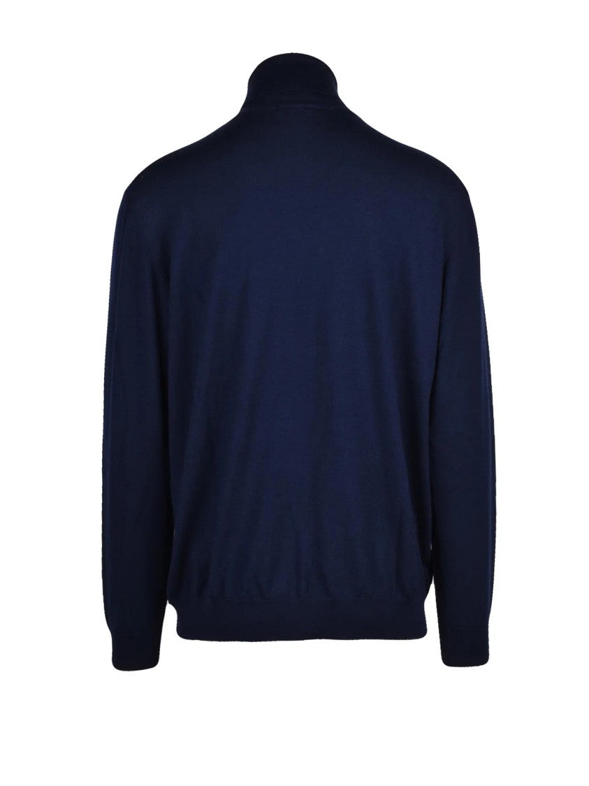 Add Deep Navy Merino Wool Turtleneck Sweater