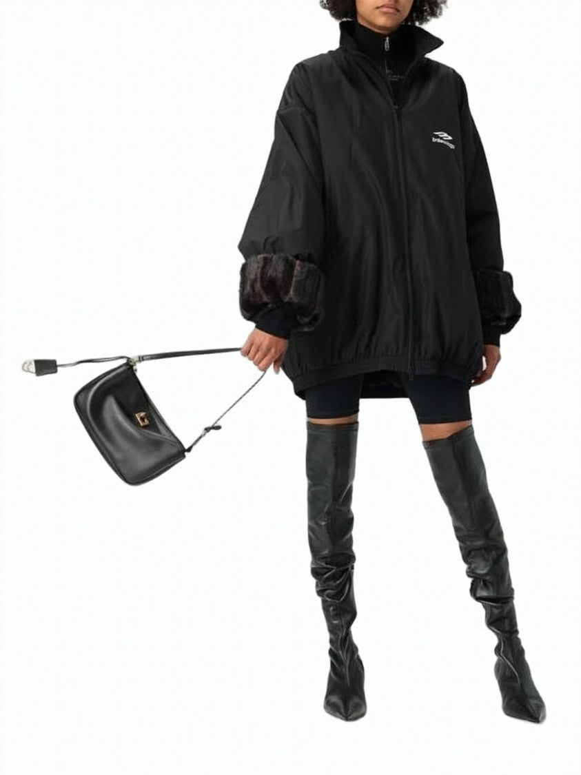 Balenciaga Oversized Black Jacket With High Collar