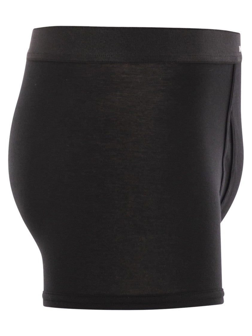 Kiton Stretch Cotton Boxer Shorts With Logo