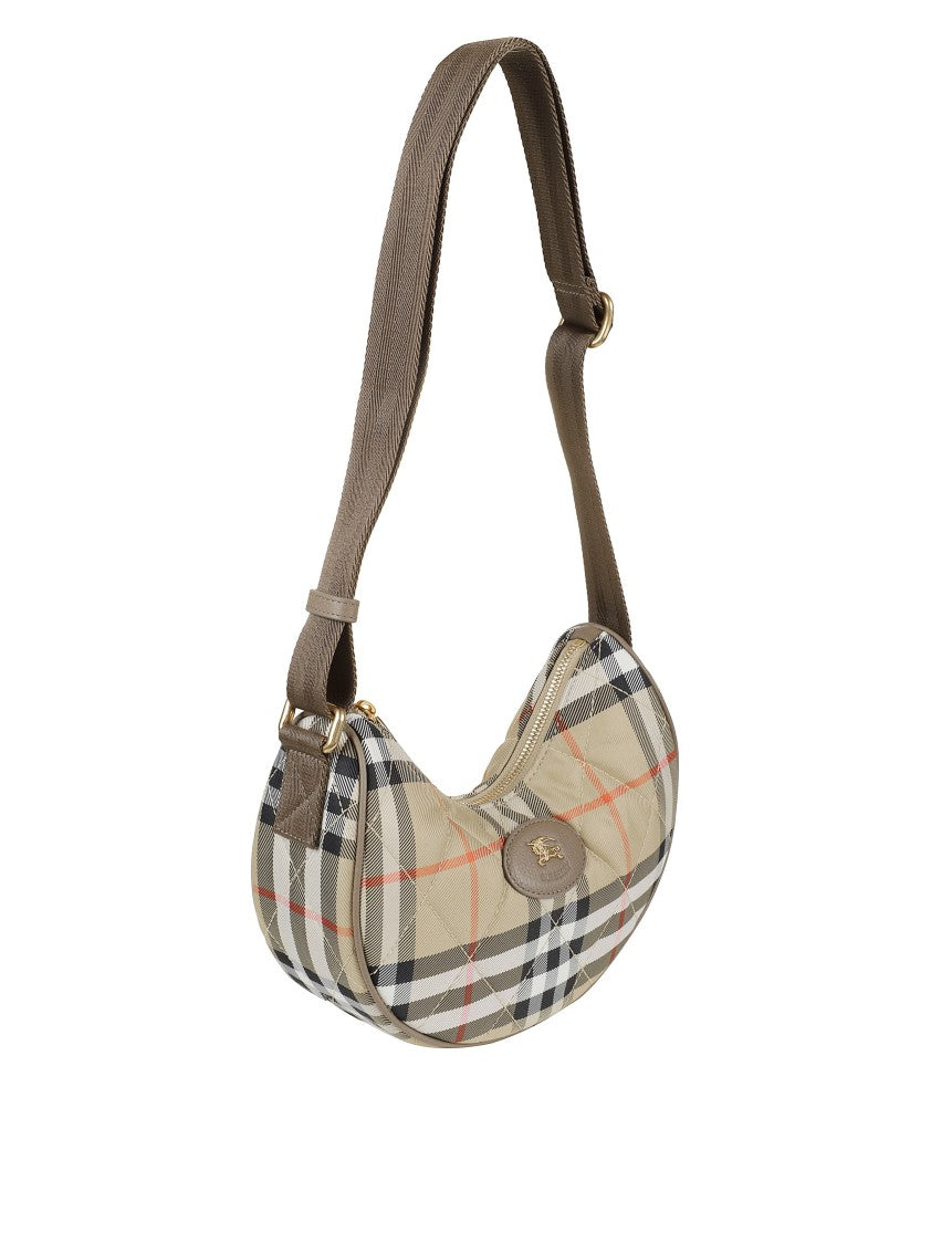 Burberry Curved Shoulder Bag With Classic Check Pattern And Gold-Tone Hardware