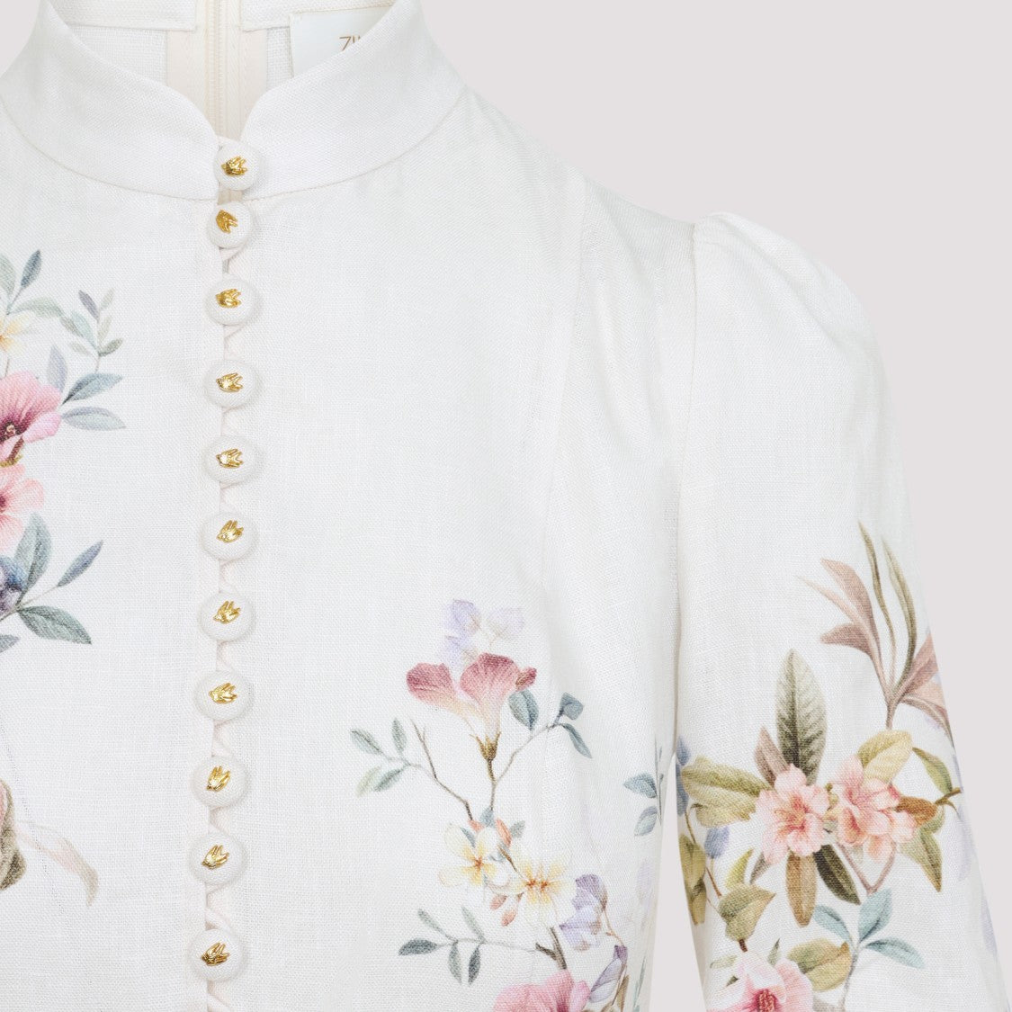 Zimmermann Rebellion Button Ivory Linen Midi Dress