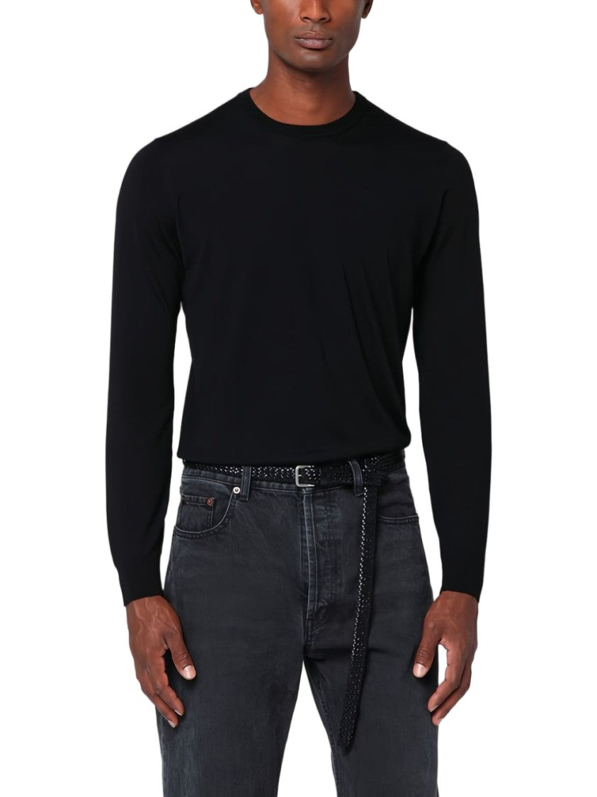 Drumohr Long-Sleeved Black Crew Neck Sweater