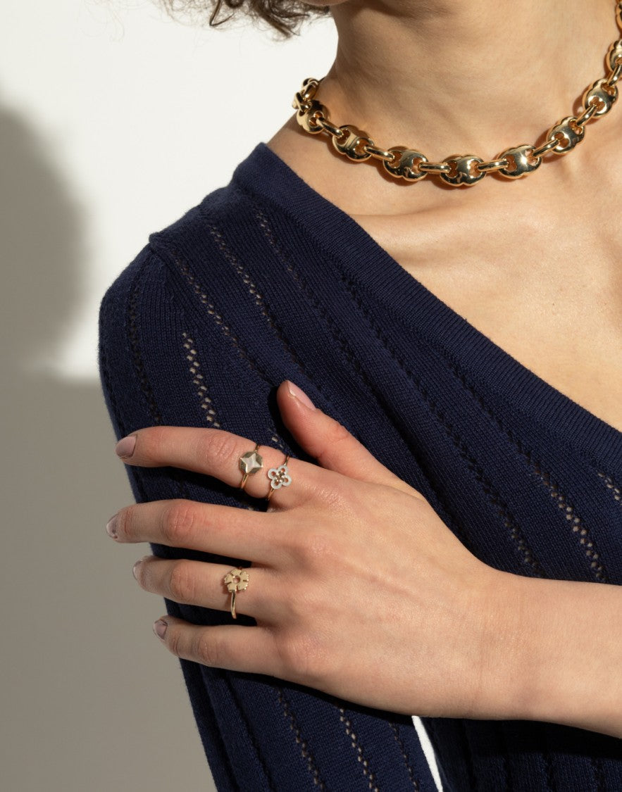 Tory Burch Clover Logo Set Of Three Rings