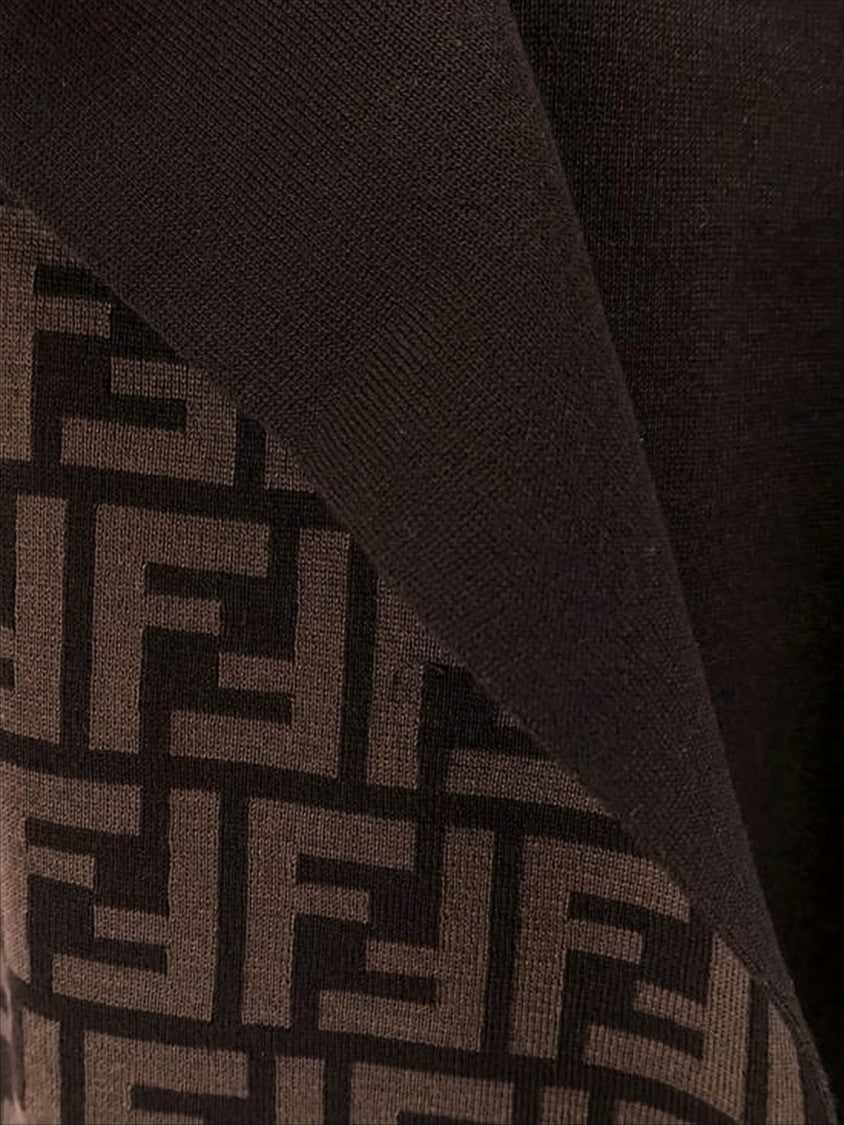 Fendi Flowing Wool-Blend Cape With Signature Monogram Interior