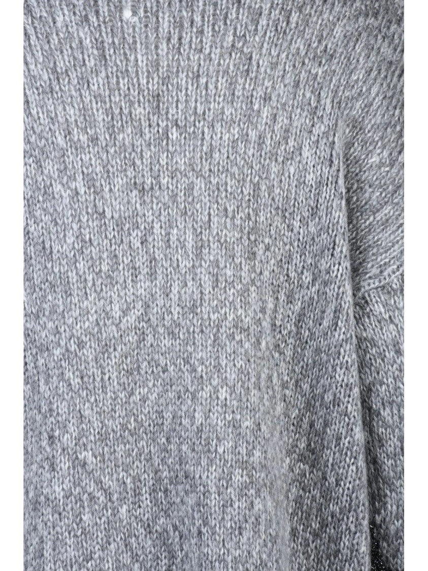 Pennyblack Knit Sweater With Rhinestone Embroidery In Medium Grey