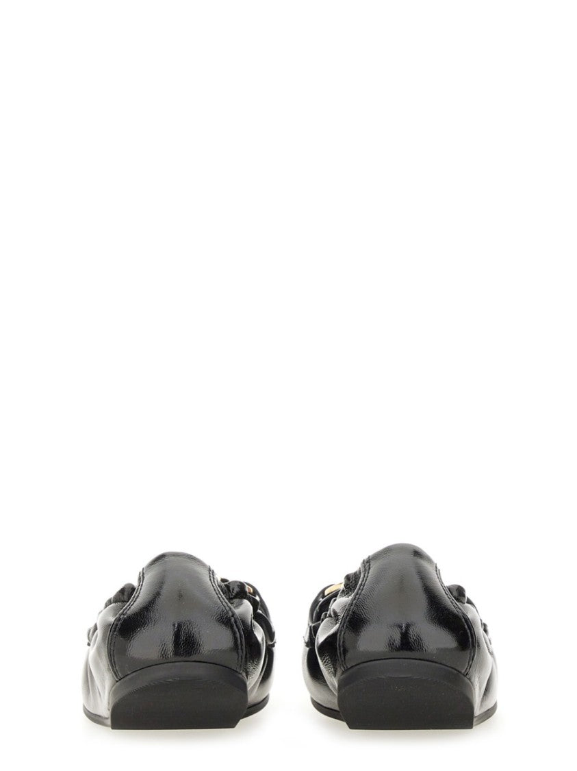 Ferragamo Moc Toe Gold Bit Leather Loafers