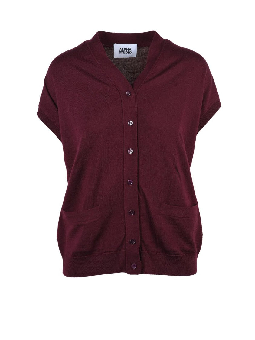 Alpha Studio Extrafine Merino Wool Vest With Button-Down Front