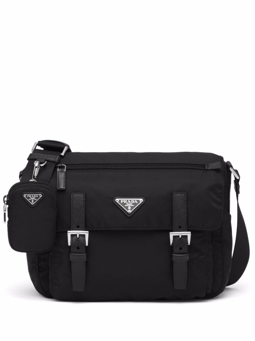 Prada Re-Nylon Shoulder Bag With Detachable Pouch And Adjustable Strap