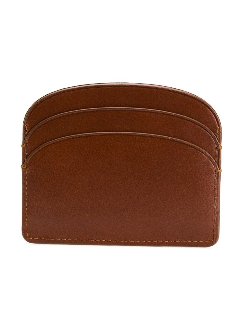 A.P.C. Brown Half-Moon Card Holder With Refined Stitching