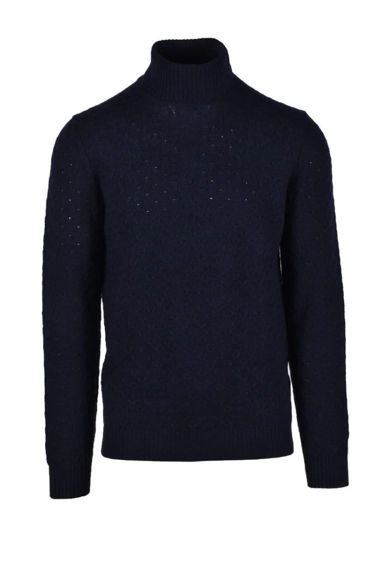 Fama Blue Wool, Silk And Cashmere Sweater