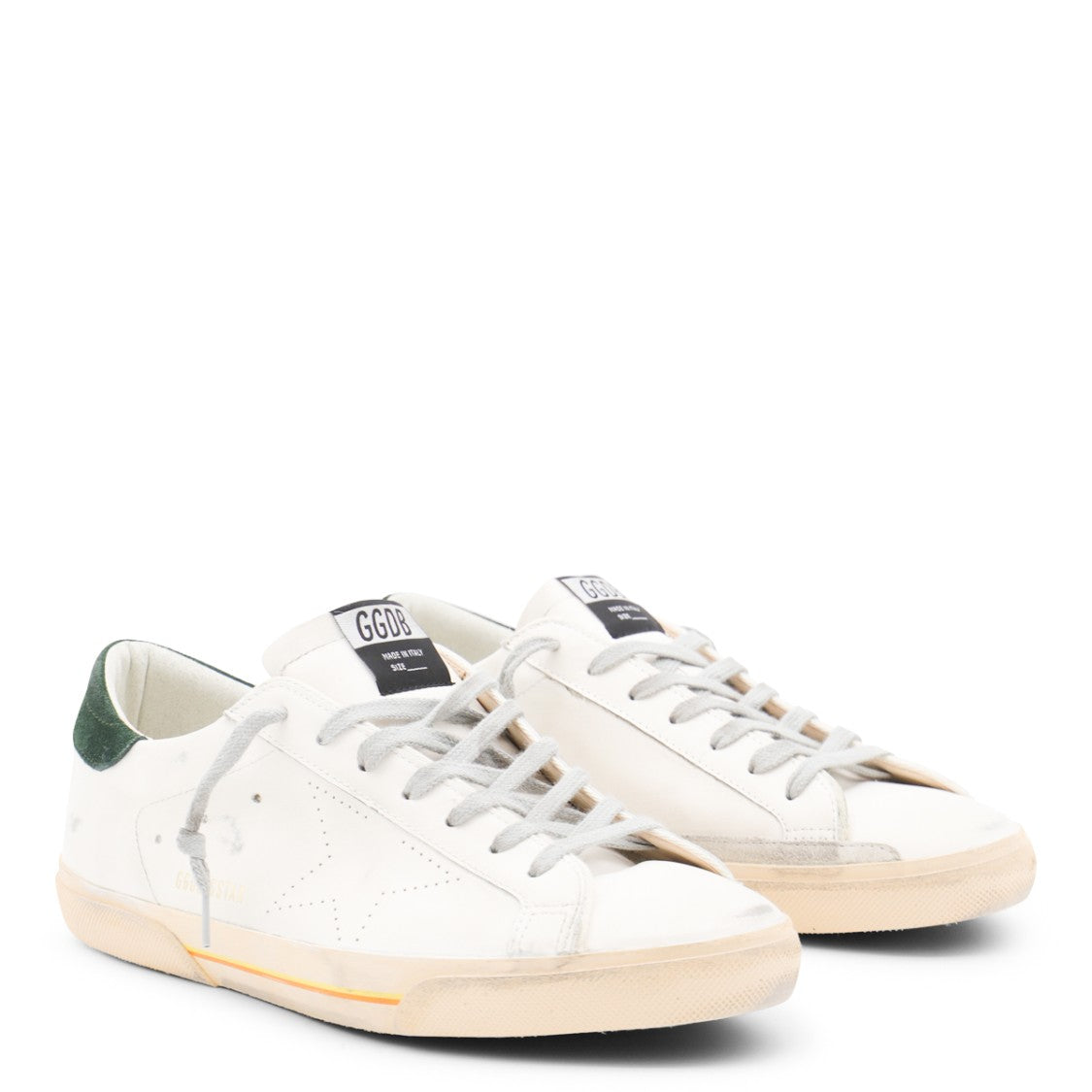 Golden Goose White And Green Super Star Sneakers