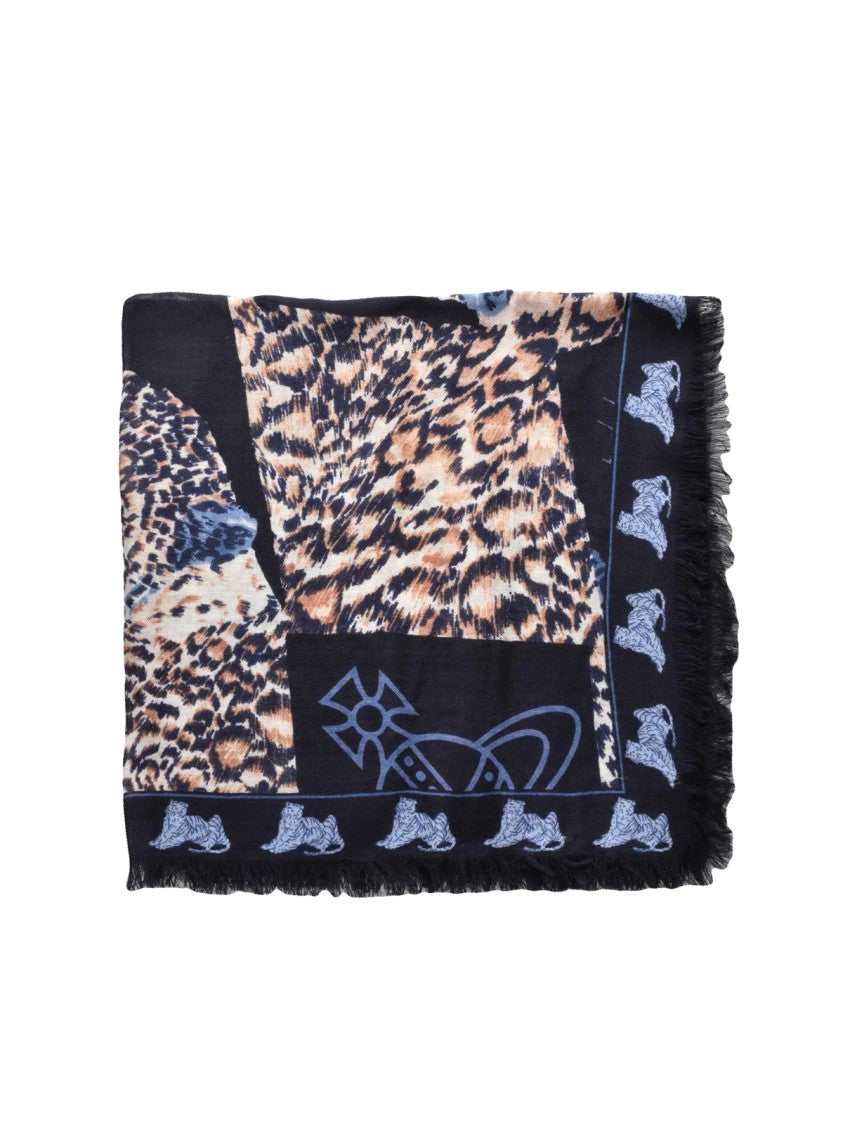 Vivienne Westwood Multicolor Leopard Print Wool Scarf