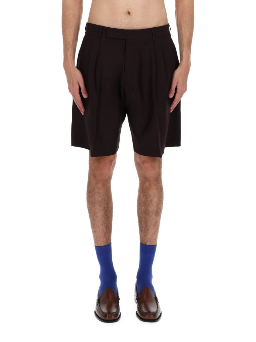 Paul Smith Pleated Structured Waistband Shorts