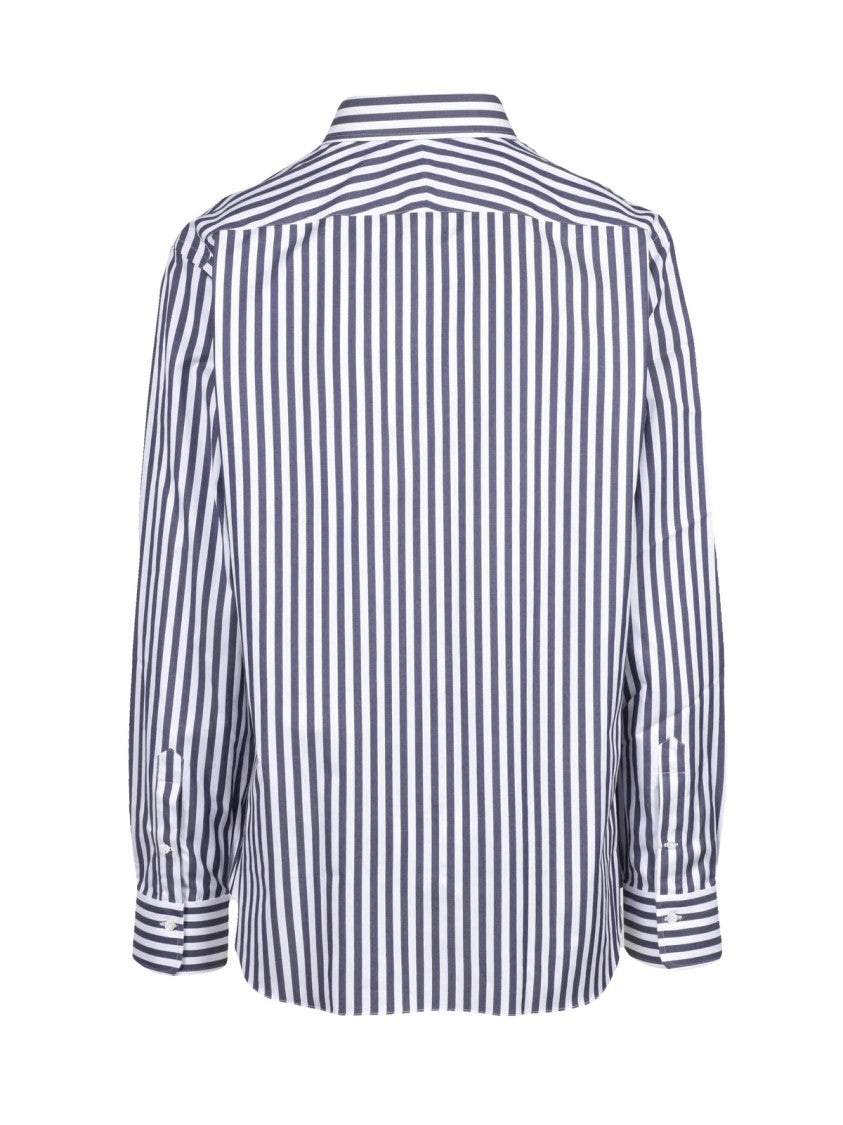 Alessandro Gherardi White/Blue Striped Cotton Shirt