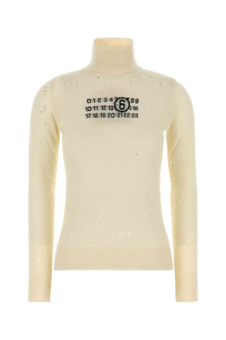 Mm6 By Maison Margiela Cream Wool Sweater