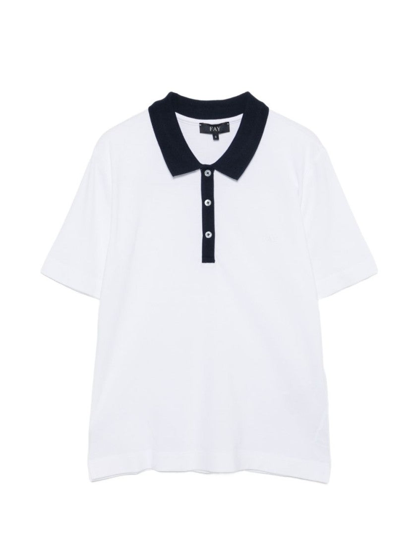Fay Short-Sleeved Polo Shirt With Contrasting Collar