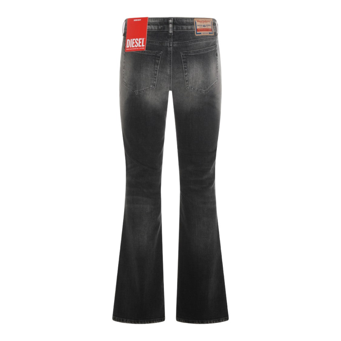 Diesel Black Washed Denim Jeans With Flared Silhouette