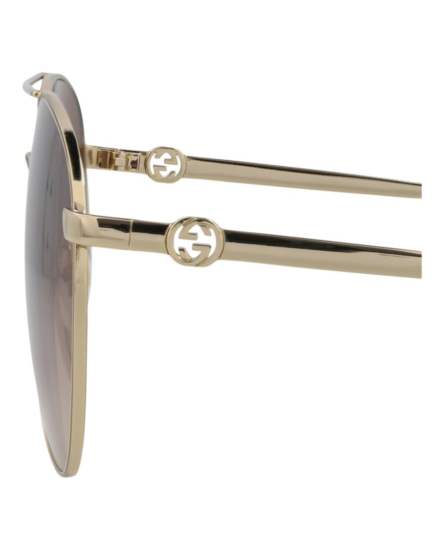 Gucci Aviator-Frame Metal Sunglasses With Gradient Lenses