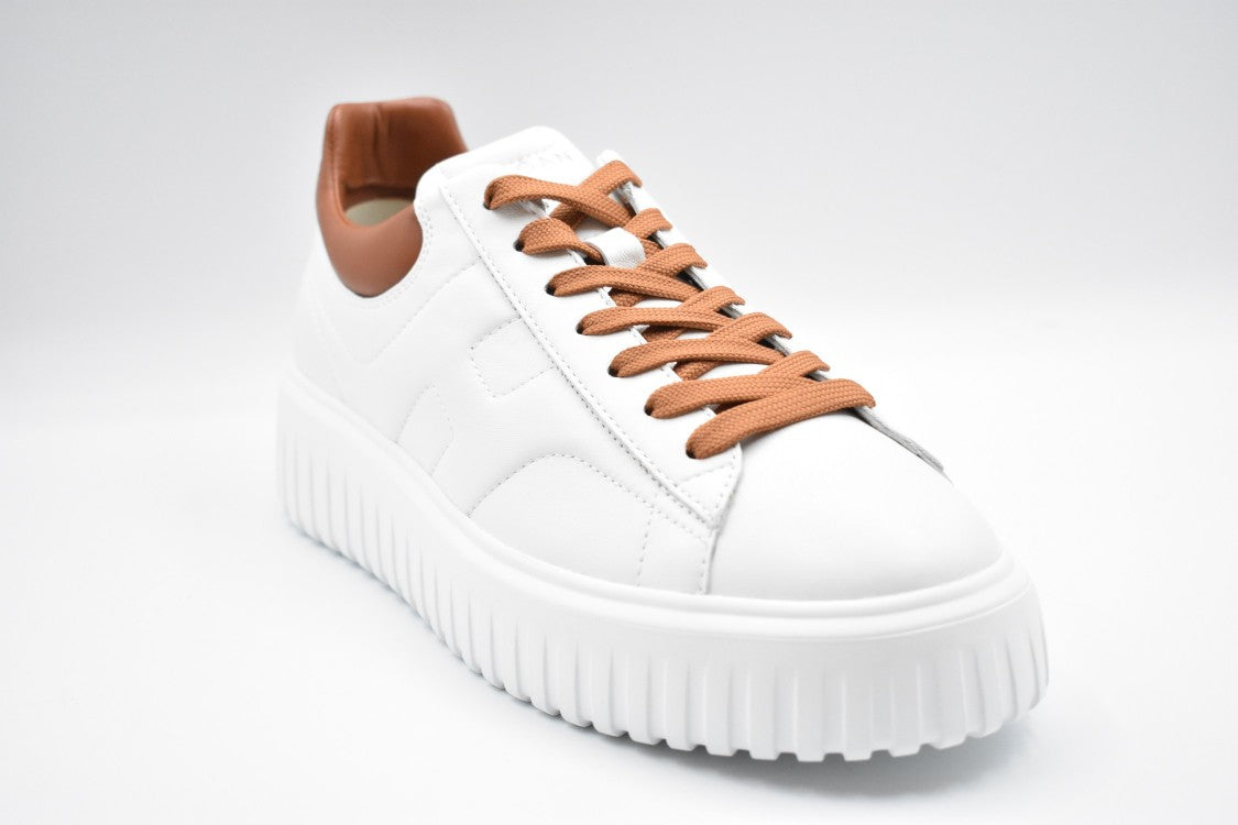 Hogan White Leather Lace-Up Flat Shoes