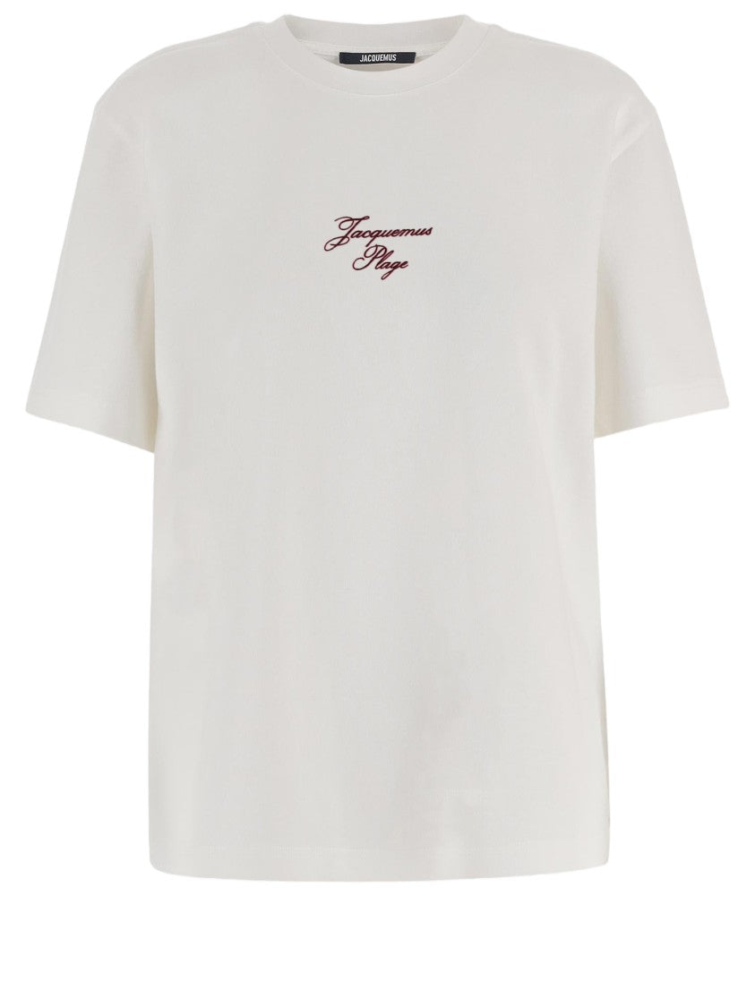 Jacquemus Minimalist White Cotton T-Shirt With Logo Detail