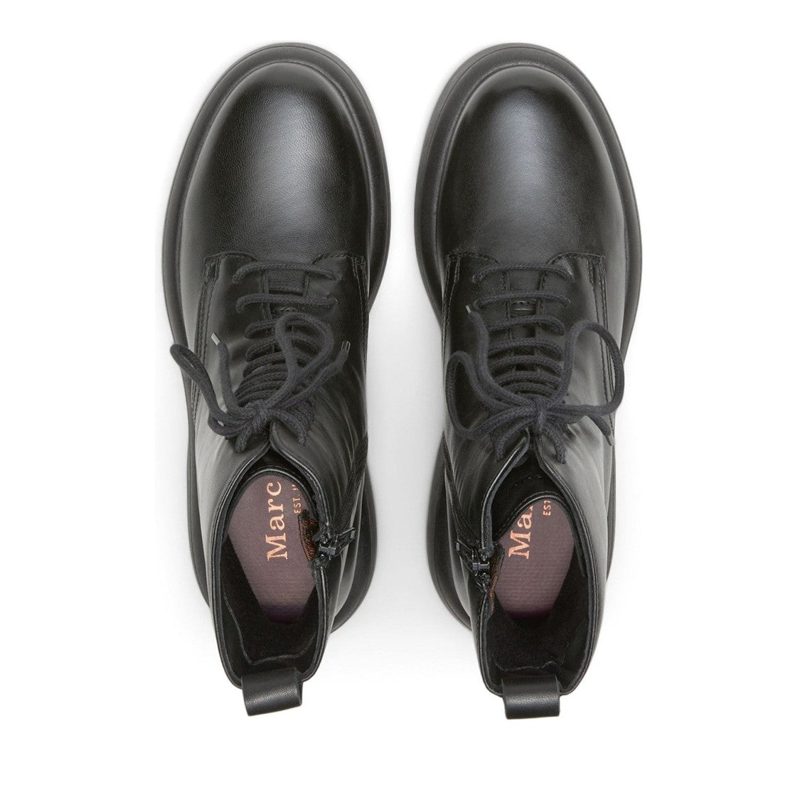 Marc O'polo Black Hayla 2A Leather Platform Lace-Up Boots