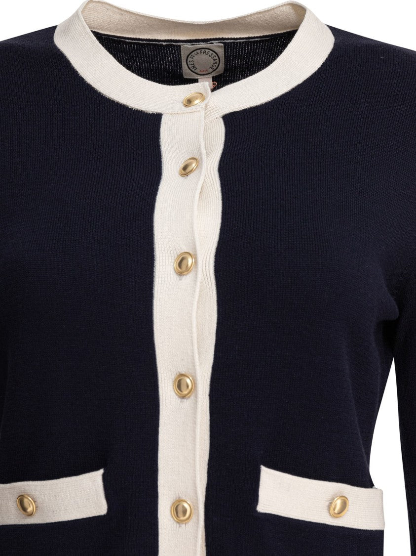 Ines De La Fressange Classic Cardigan With Gold-Tone Accents