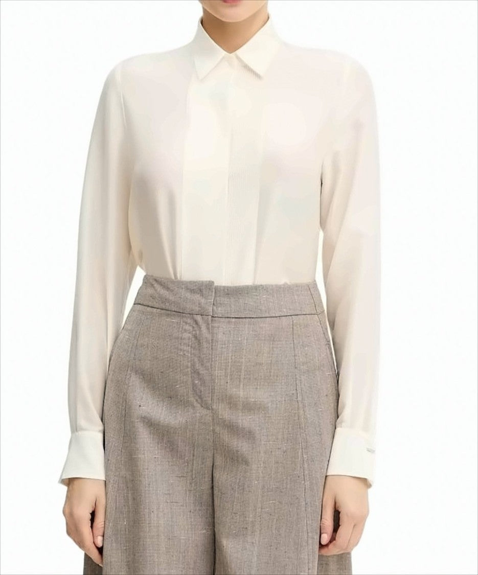 Boss Refined Long-Sleeved Blouse With Pointed Collar