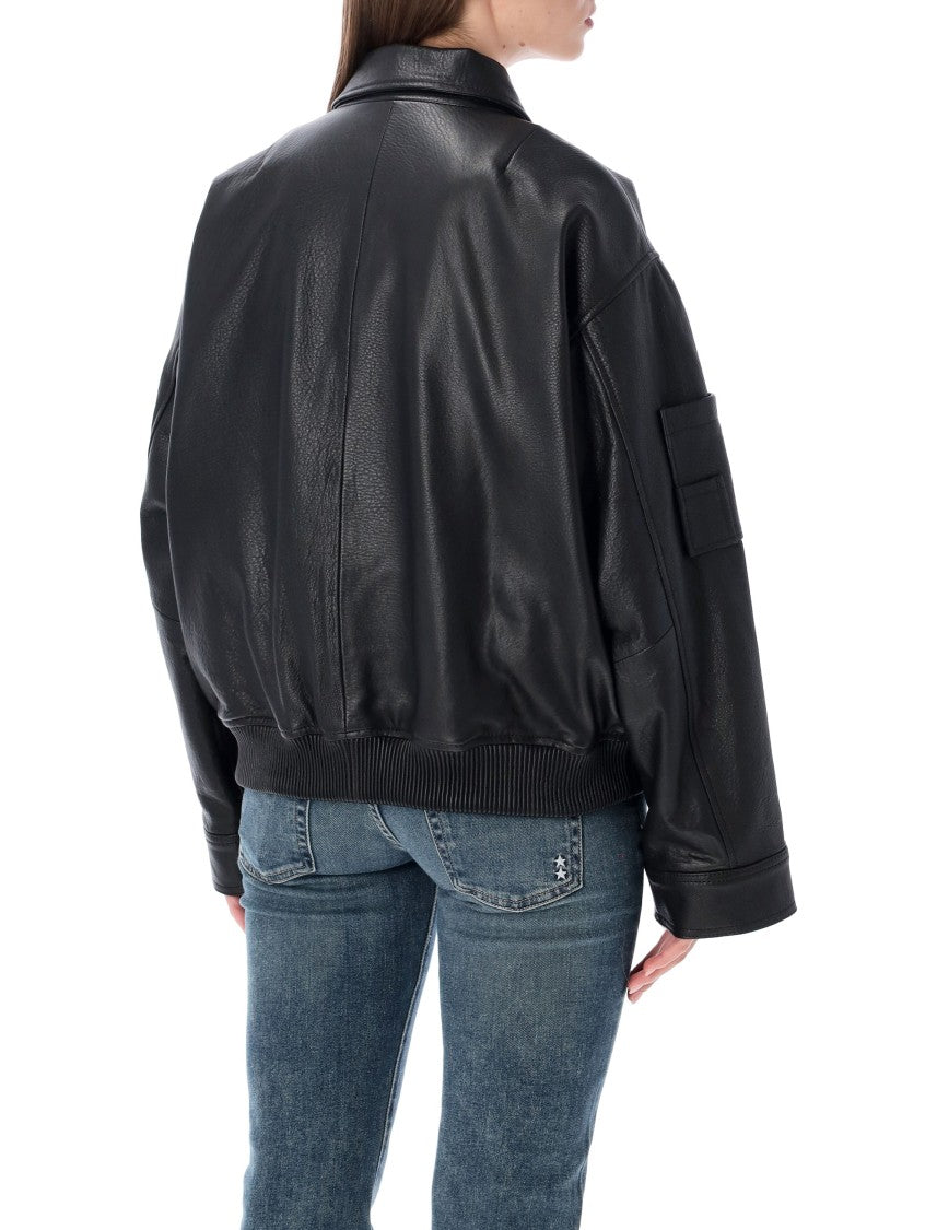 Sword Suede Boxy Oversized Bomber Jacket
