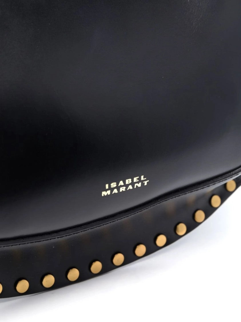 Isabel Marant Crescent-Shaped Black Calf Leather Oskan Moon Shoulder Bag