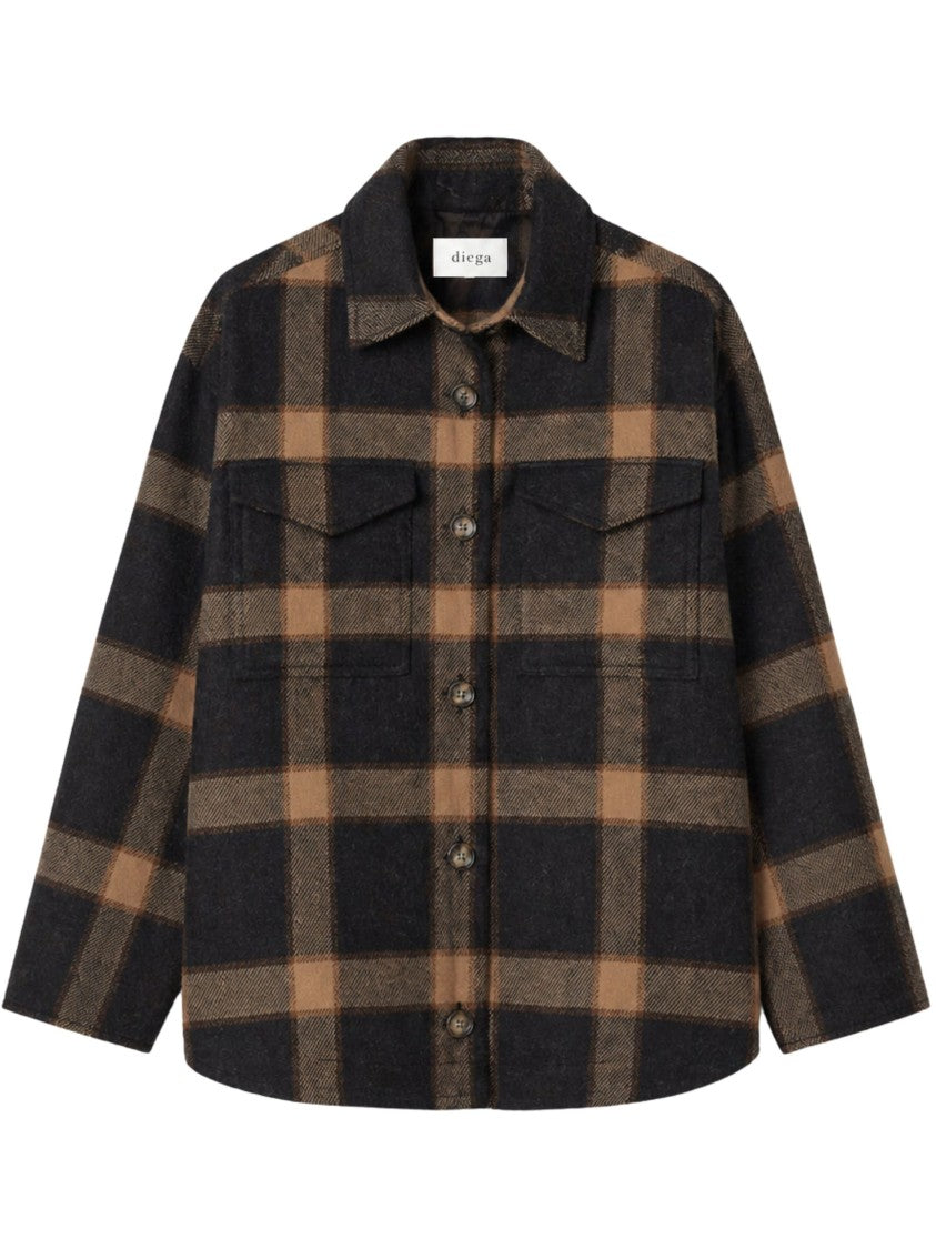 Diega Boxy Fit Checkered Sahra Shirt With Utility Pockets