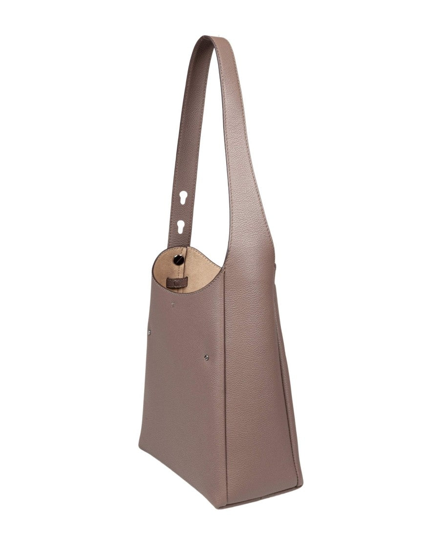 Tory Burch Romy Small Leather Hobo Bag, Wild Mushroom