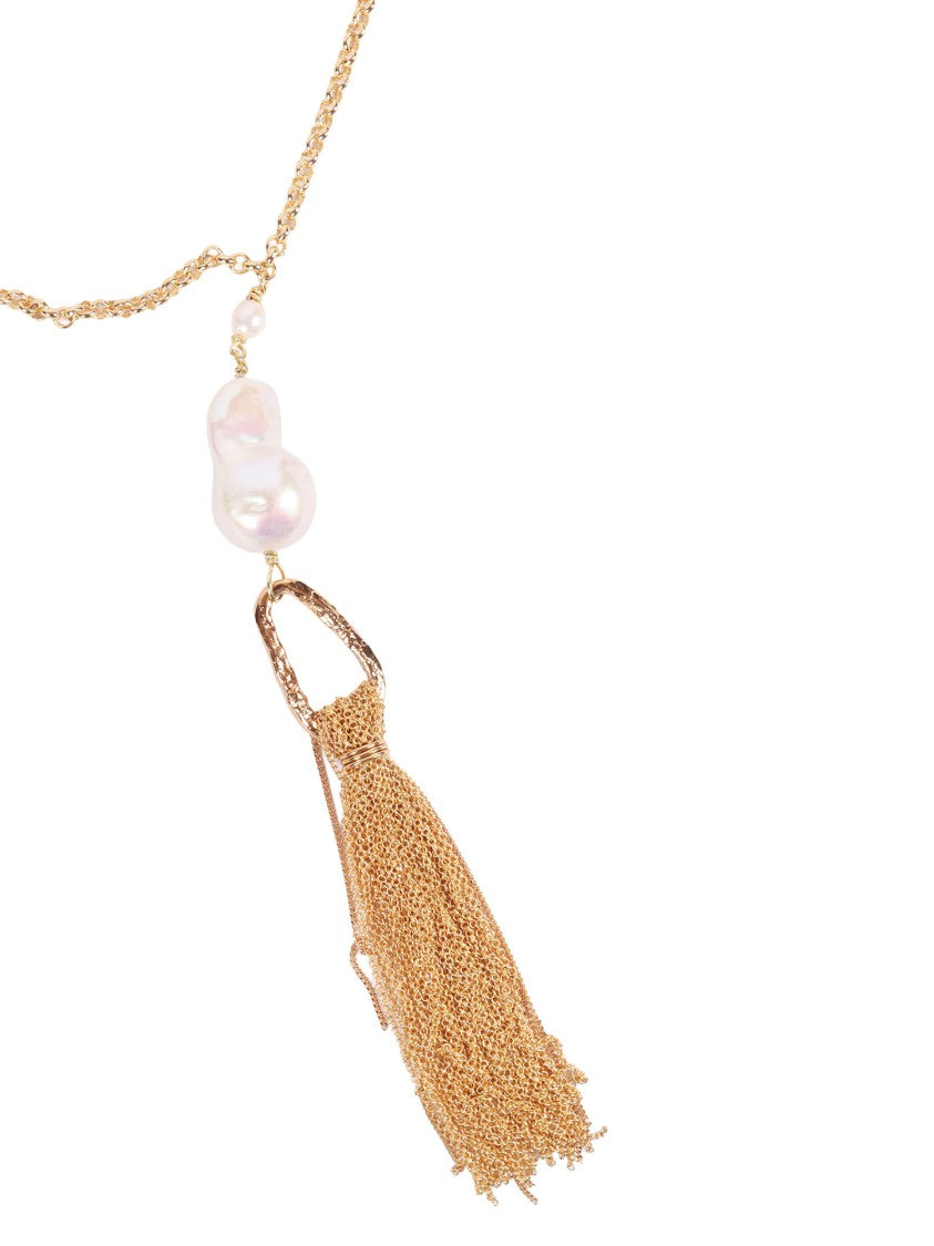 Forte Forte Sculptural Bronze Pearl Tassel Necklace