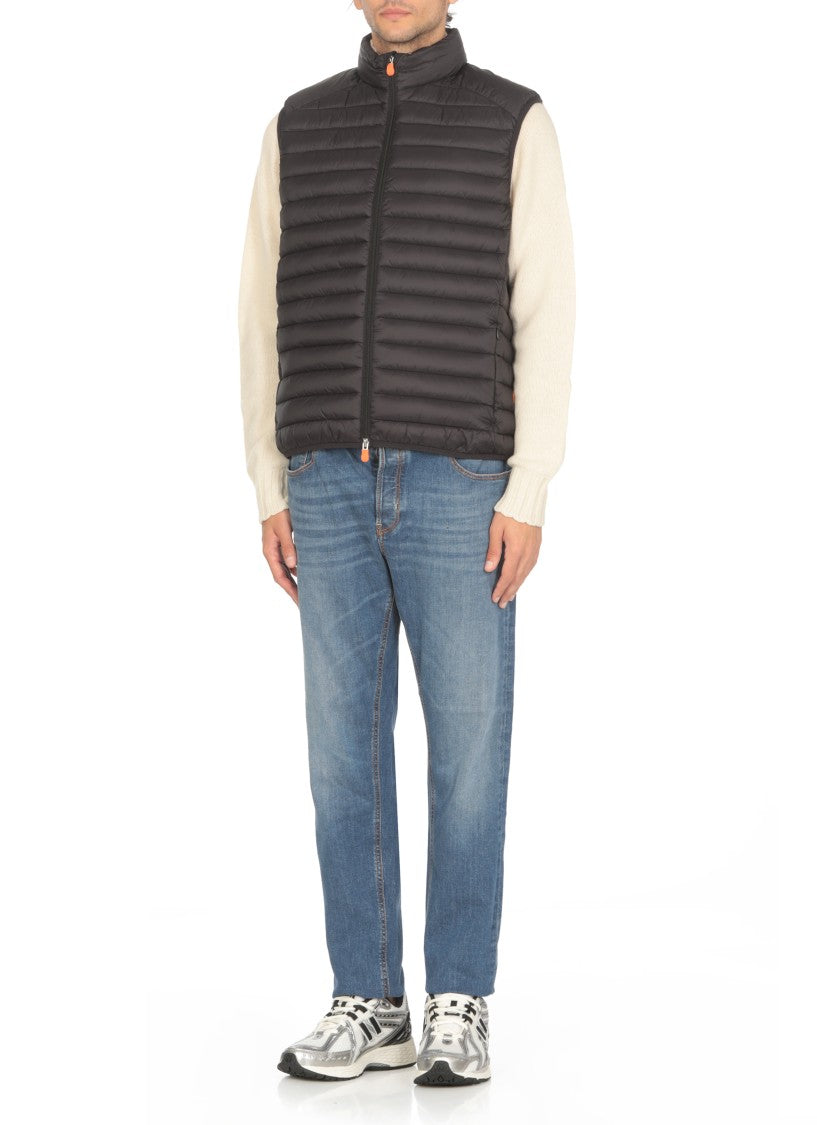 Save The Duck Black High-Neck Quilted Padded Outerwear Vest