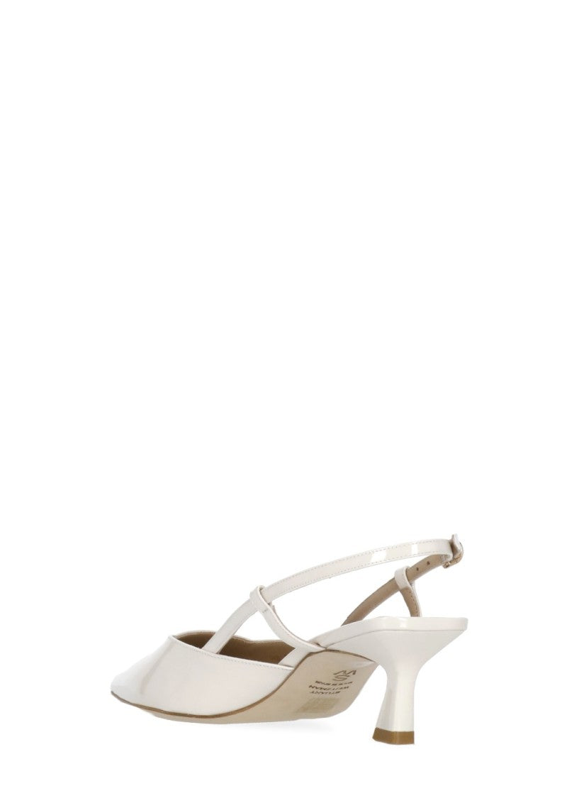 Stuart Weitzman Ivory Vinnie 50 Polished Leather Slingback
