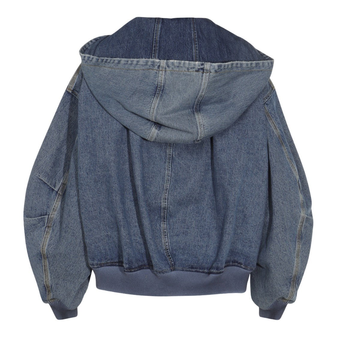 The Attico Patchwork Denim Jacket With Hood