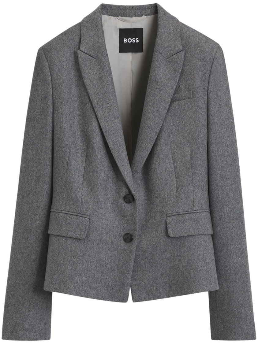 Boss Melange Wool Flannel Slim-Fit Blazer