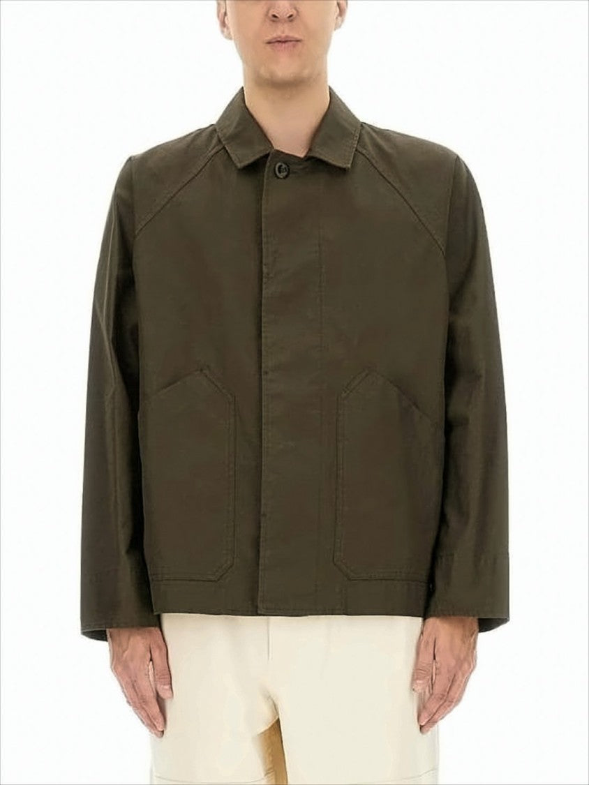 Margaret Howell Cropped Boxy Jacket With Pointed Collar